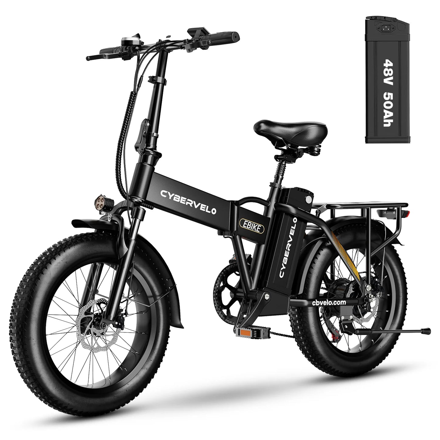 1000W Electric Bike for Adults Cybervelo EK4 Folding 48V 20Ah 30+MPH 80Miles 20" Fat Tire 7-Speed Off Road E-bike