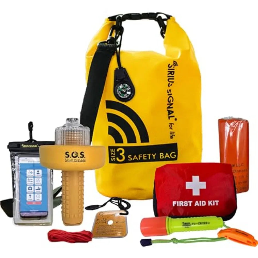 SB-3L Boating Safety and Emergency SOS Dry Bag Kit for Kayaks Boats and Paddle Craft USCG Approved Waterproof Polyester Orange