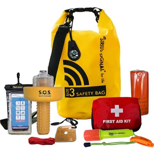 SB-3L Boating Safety and Emergency SOS Dry Bag Kit for Kayaks Boats and Paddle Craft USCG Approved Waterproof Polyester Orange