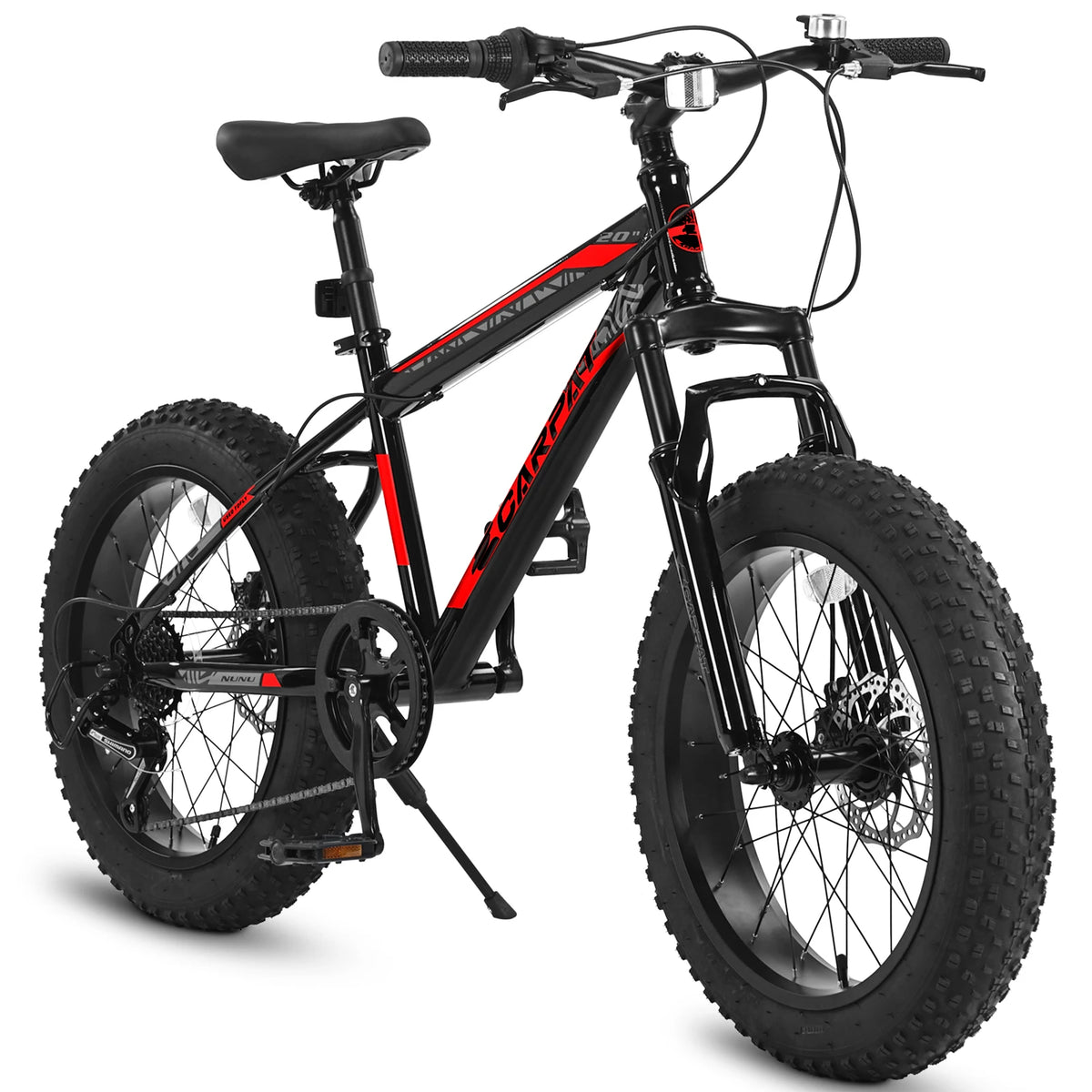 20 Inch Fat Tire Kids Mountain Bike, 4.0" Wide Non-Slip Fat Tires, 7-Speed Disc Brake, Boys Girls Outdoor Kids' Bicycles Gift