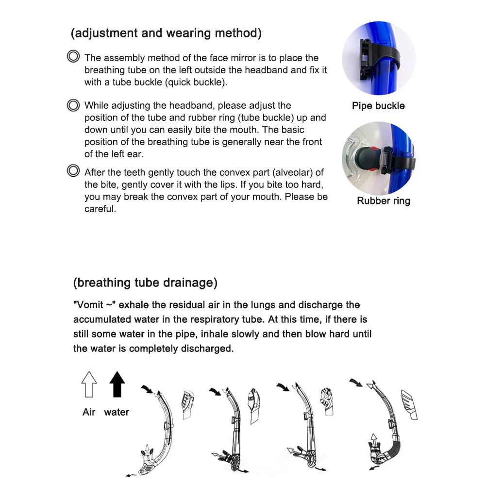 Diving Snorkel Silicone Full Dry Underwater Diving Air Breathing Tube Hose Gear
