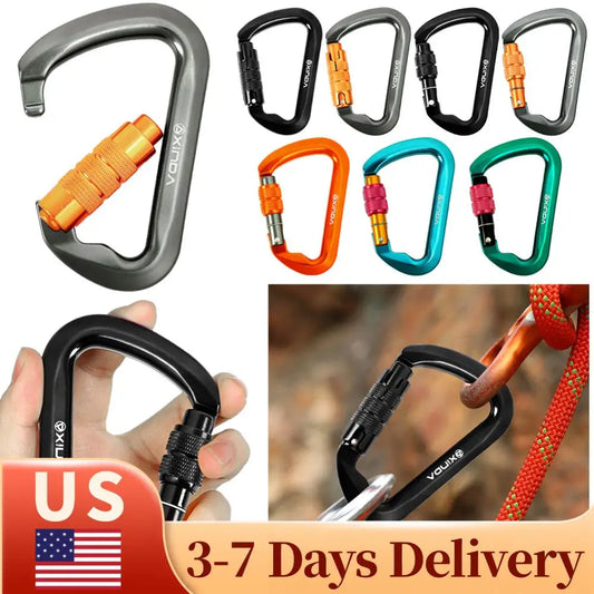 30kN Climbing Carabiner Heavy Duty Rock Climbing Carabiner Mountain Caribiniers for Climbing Mountaineering Rappelling Camping