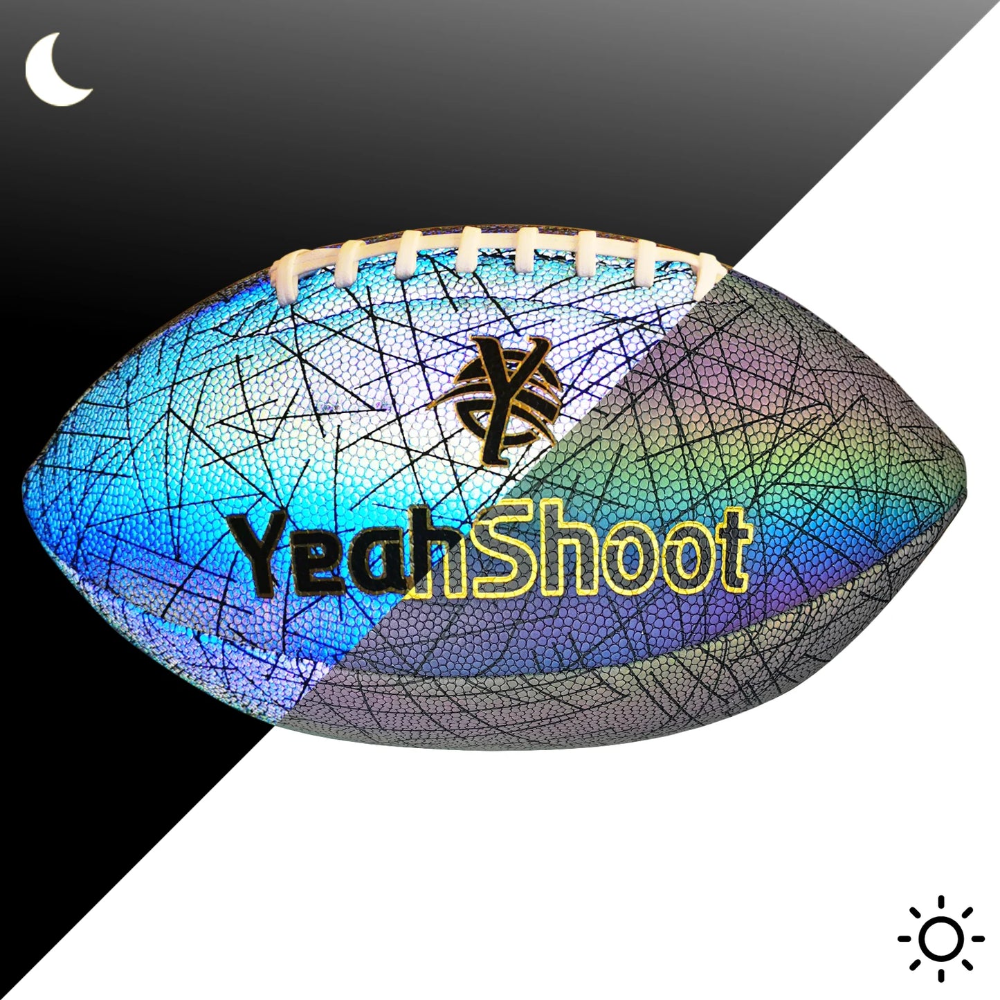 Holographic Reflective Football - Maximize Night Visibility with Glow in The Dark Tech, Size 9 Cool Luminous American Football