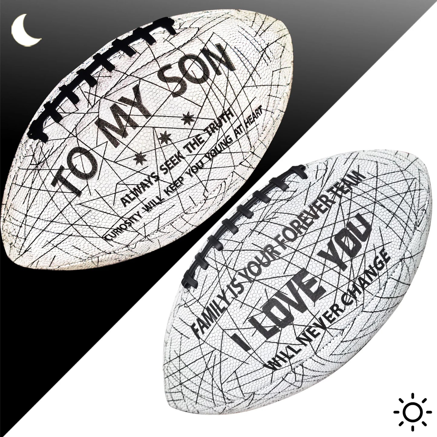 New Holographic Reflective Football Size 9-Glow in The Dark Premium American Football with Stunning Luminous Rugby Durable Grip