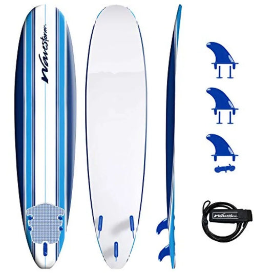 8ft Classic Surfboard// Foam Wax Free Soft Top Longboard for Adults and of All Levels of Surfing