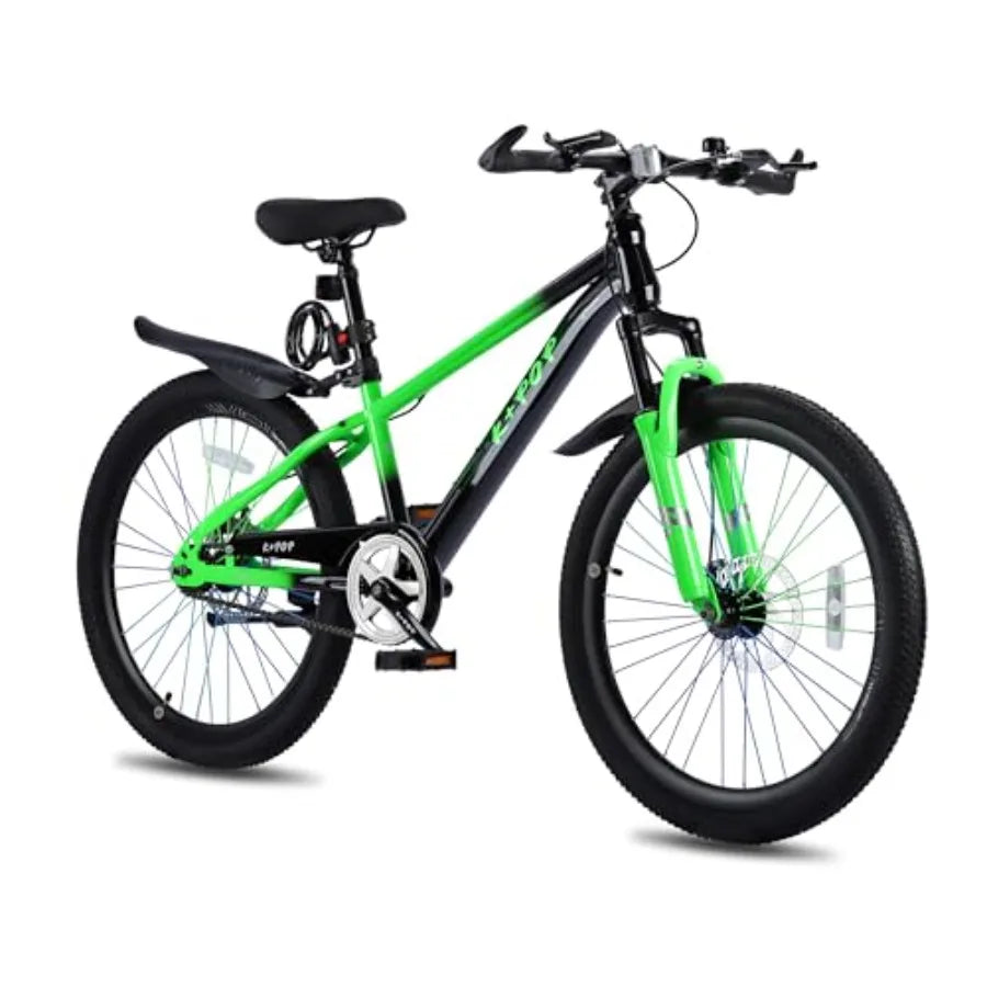 24 Inch Single Speed Mountain Bike for Boys Girls Ages 8-12, Lightweight Youth Bicycle with Front Suspension Fork, Front and Re
