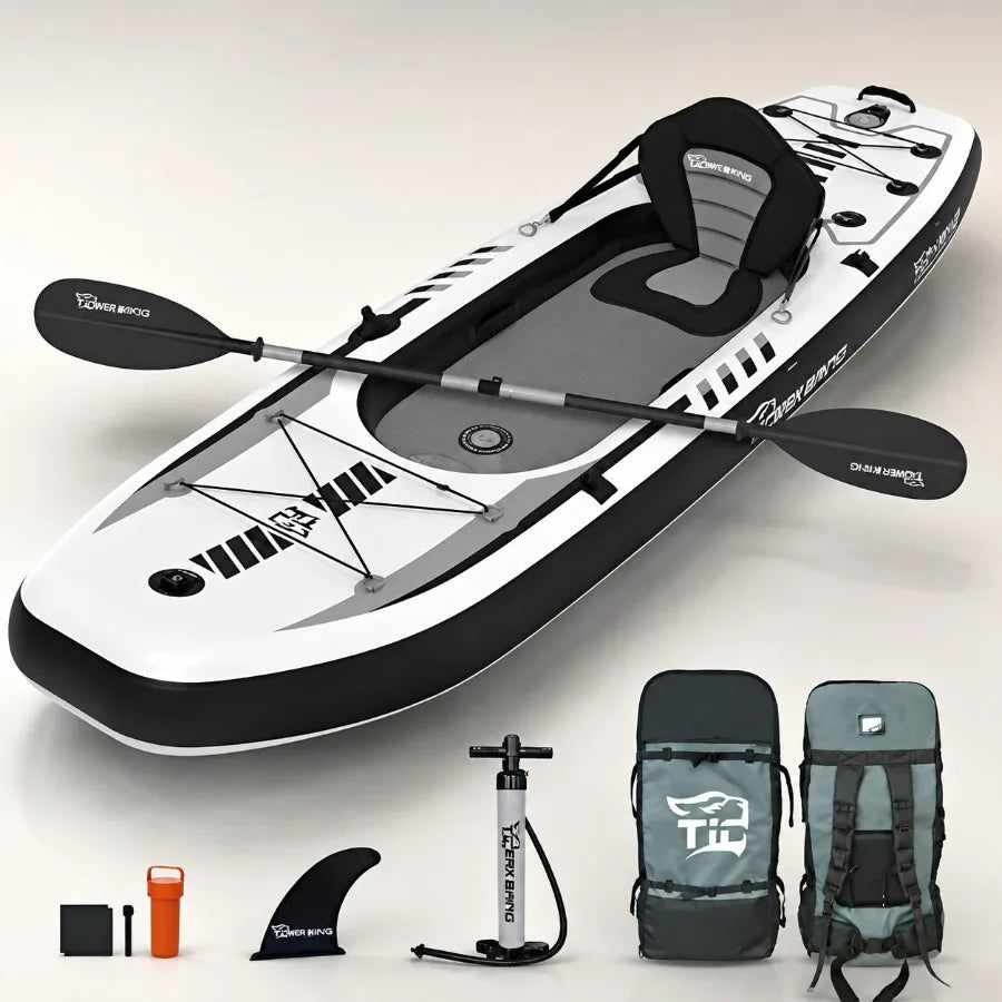 Inflatable Kayak For Fishing And Touring, Pvc Material, Blue Color, Lightweight And Portable With Detachable Seat