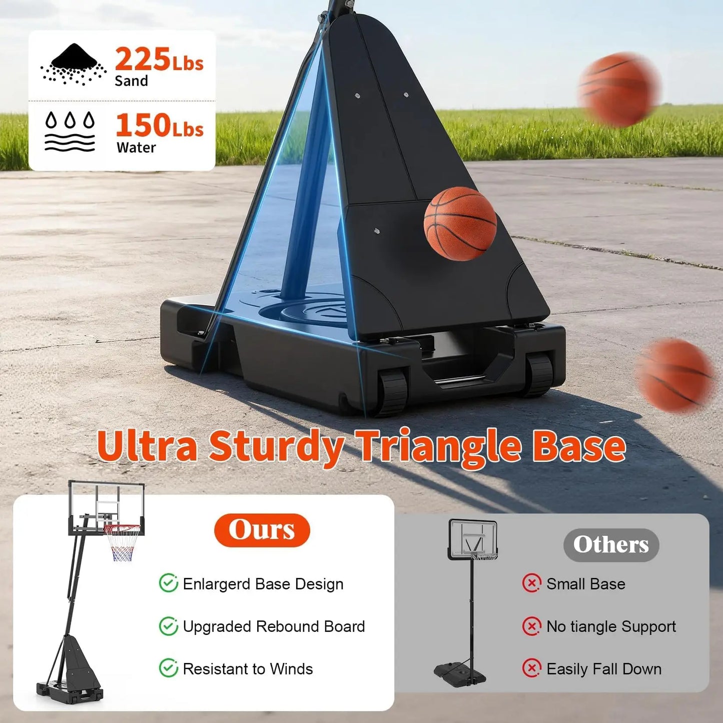 Portable Basketball Hoop System, 48-54inch Shatterproof Backboard, Adjustable Outdoor Basketball Goal with Wheels