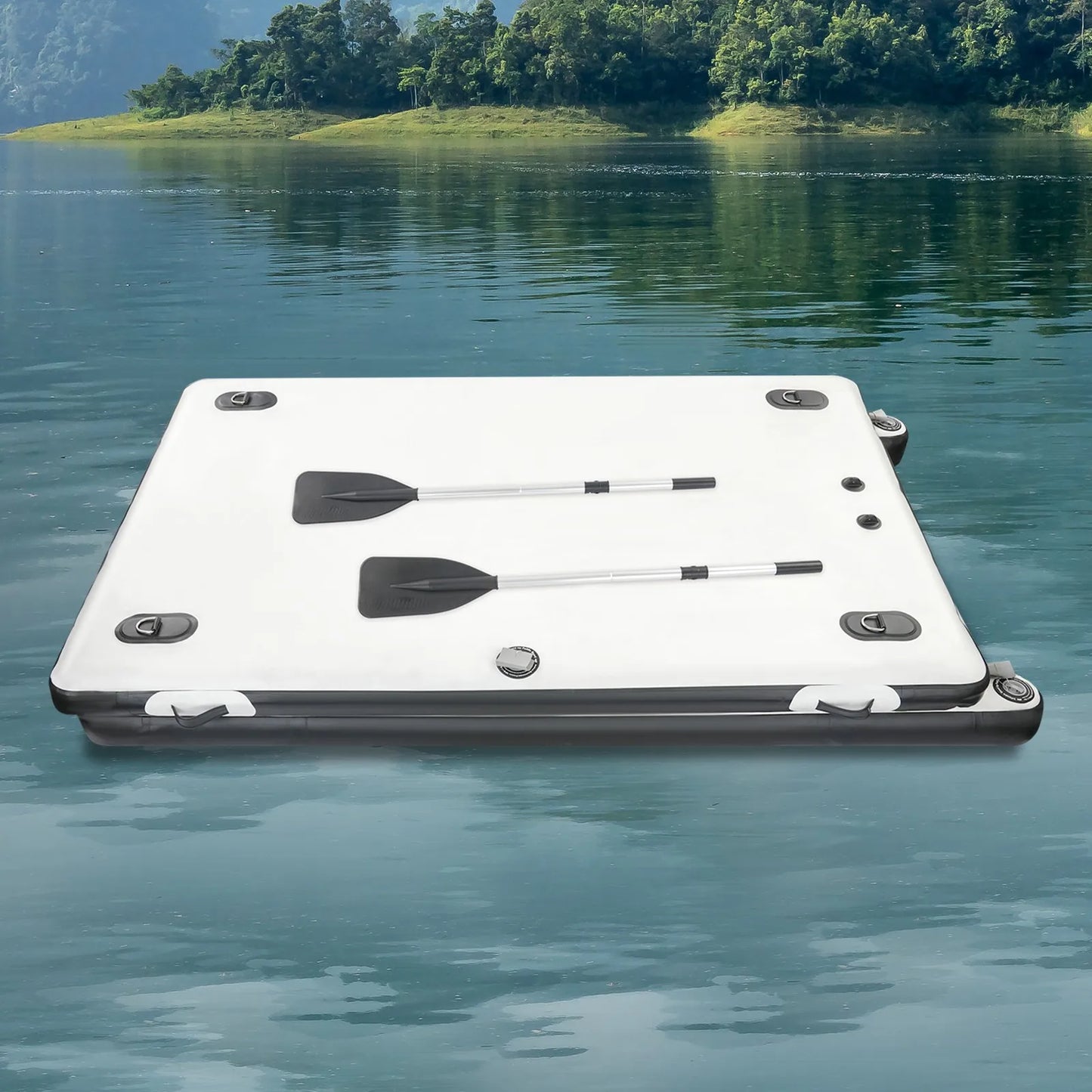 Portable Fishing Boat Multi Person Inflatable Swimming Dock With 8.2 Foot Platform For Stable And Safe Water Activities