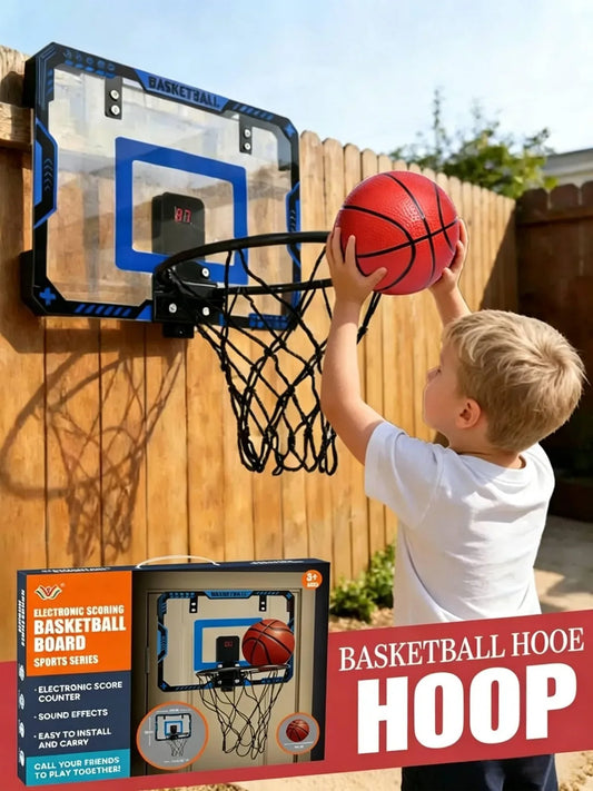 Indoor Mini Basketball Hoop Toy with Electronic Score Counter & Sound Effect, Wall Mount Basketball Board with Mini Ball & Air Pump, High Quality, Kids Sports Game Toy, Perfect Halloween Birthday Holiday Gift for Boys Girls