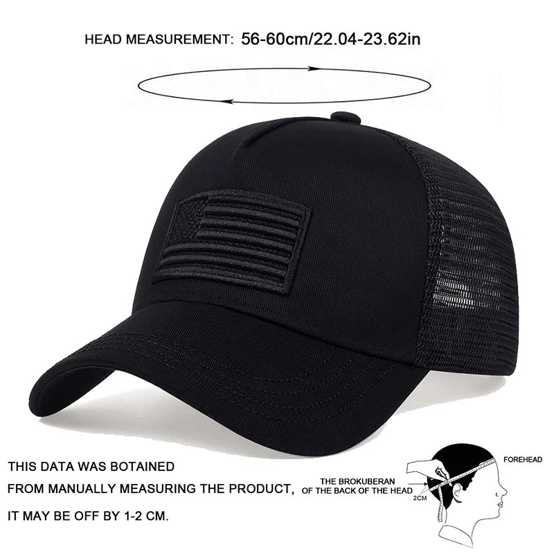1piece Unisex US Flag Embroidered Baseball Net Hat Outdoor Adjustable Sunscreen Leisure Hat Spring Autumn Travel Beach Vacation