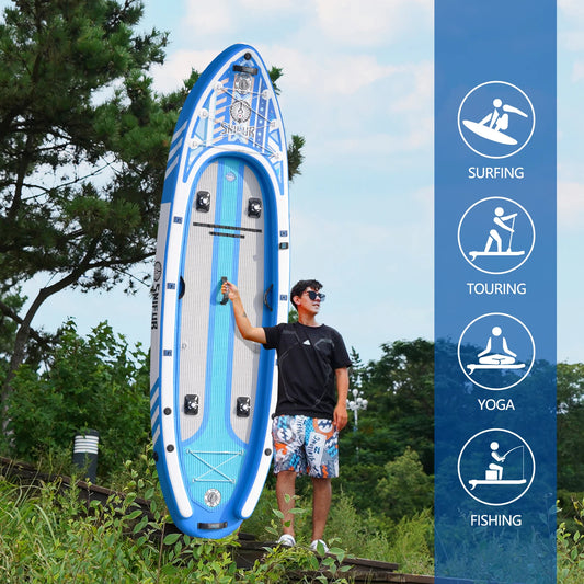 FUNWATER Inflatable Paddle Board Stand-Up Paddling Board Surfboard Non-Slip Water Sport Paddle Board With Accessory 335x92x20cm