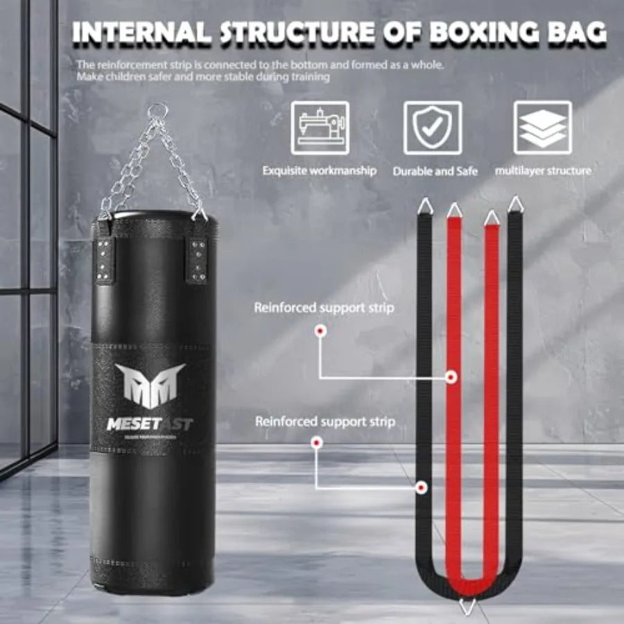 Punching Bag for Teenagers, 2.7ft Punching Bag with 8 OZ Boxing Gloves for Youth Boxing MMA Karate Kickboxing - Unfilled