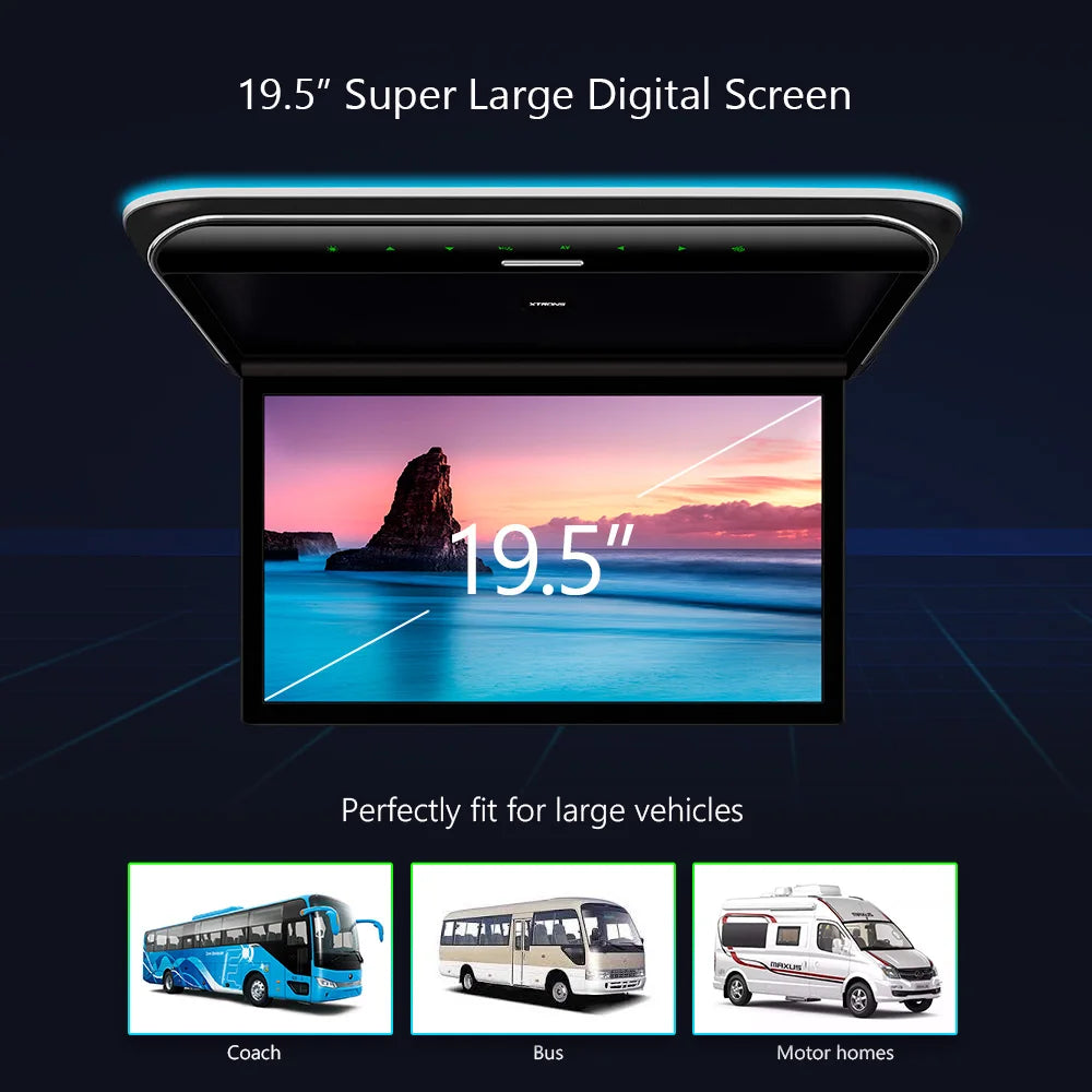 XTRONS 19.5" Car Roof Monitor with HD Digital TFT Screen Ultra-thin  Car TV Player with Speaker Support 1080P Video USB AV Input
