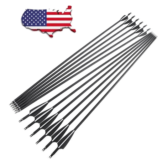 12pcs Archery Carbon Arrow SP500 Mixed Carbon 3 Inch Rubber Feather 100Grain Target Point for Compound Bow Shooting Hunting Acc