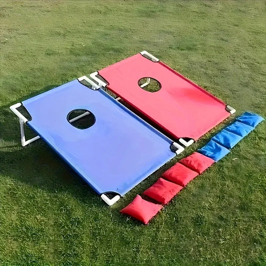 Portable Outdoor Bean Bag Toss Game Set with 12 Pcs Bean Bags, Red & Blue Cornhole Boards, Gift Box Packaging, for Camping Backyard Indoor Party Beach, Ideal Holiday Gift & Party Supplies