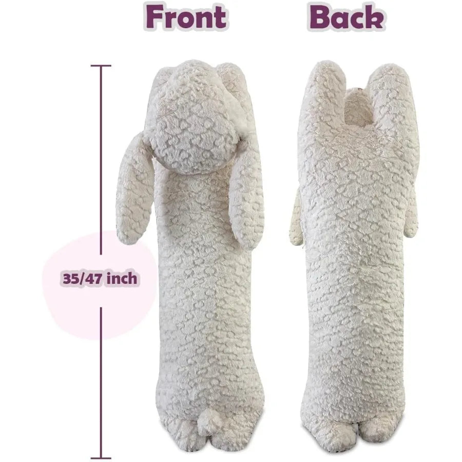 Hofun4U Rabbit Plush Pillow Long Body Stuffed Animal White 47 inch Gift for Adults