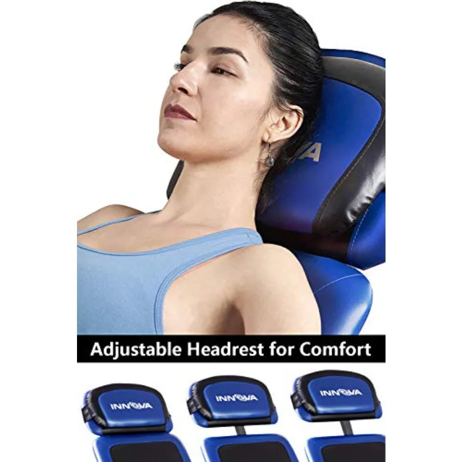 INNOVA HEALTH AND FITNESS ITM4800 Advanced Heat and Massage Inversion Table Black Blue Gray for Home Use Durable Material with
