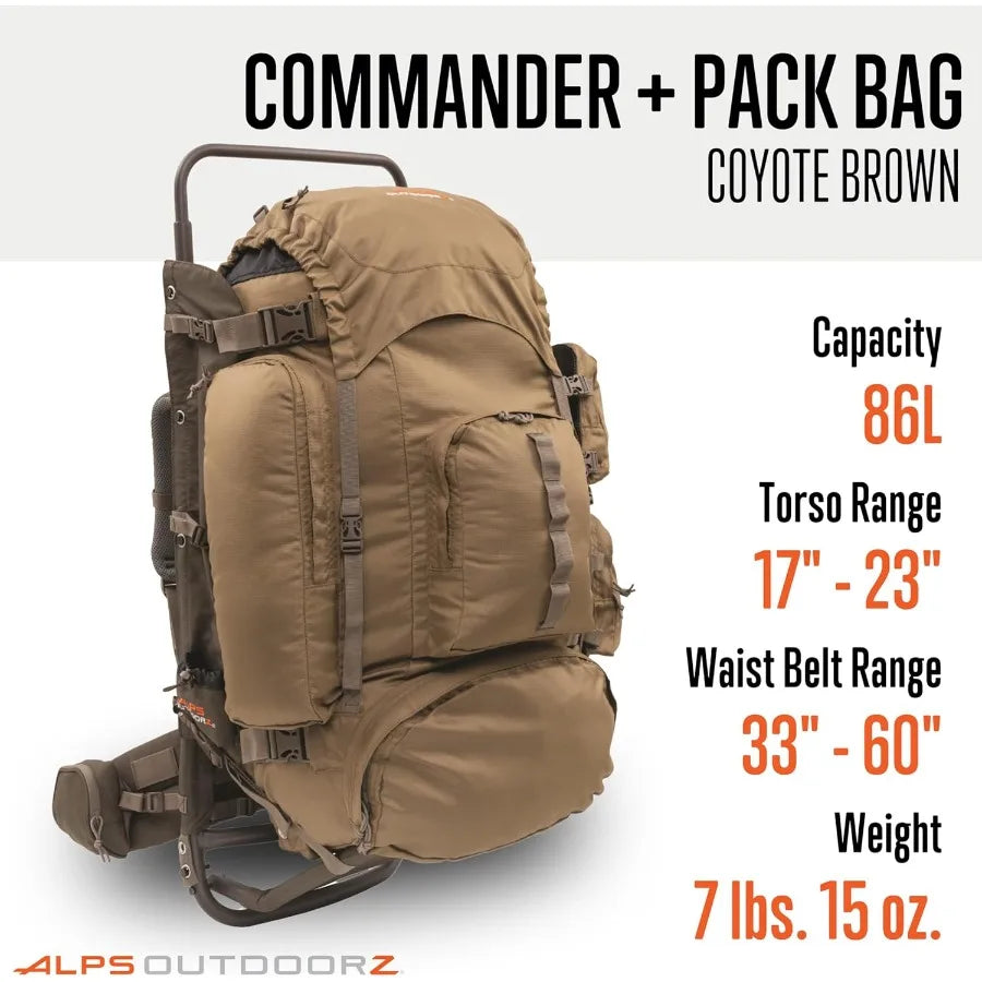 Commander + Pack Bag 5250 in Hunting Backpack with Freighter Frame Rifle Holder Spotting Scope Pocket Ripstop Fab