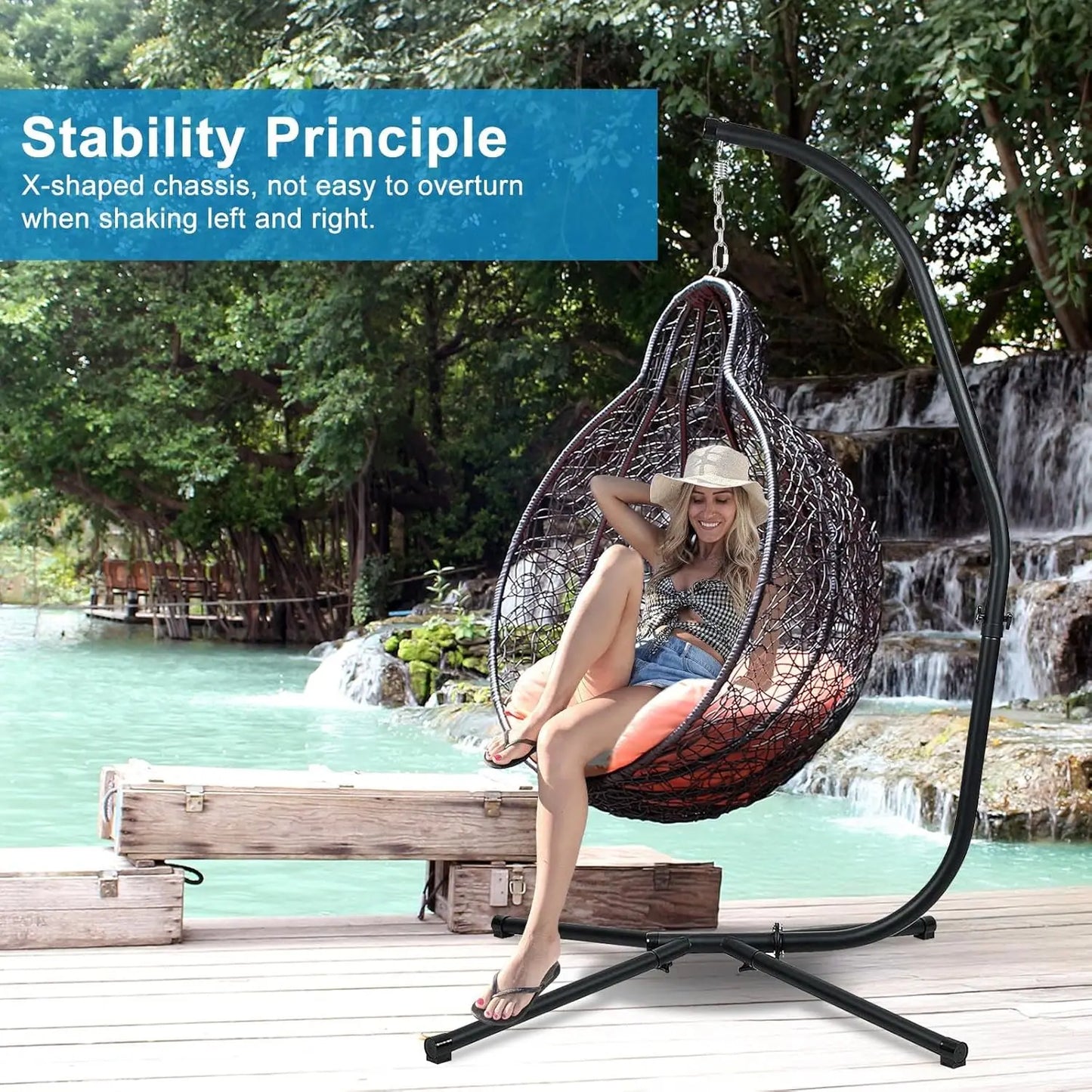 Hammock Steel Stand Only C-Stand for Hanging Hammock Chairs - 300 Pound Capacity