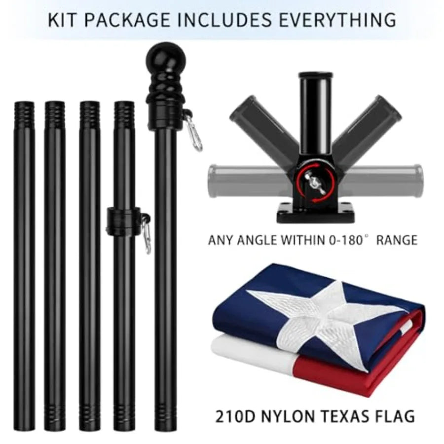 Flag with Poles for Outside House, 6Feet Stainless Steel No Tangle Spinning Flag Pole, 180° Multi- Position Mounting Bracket, 3