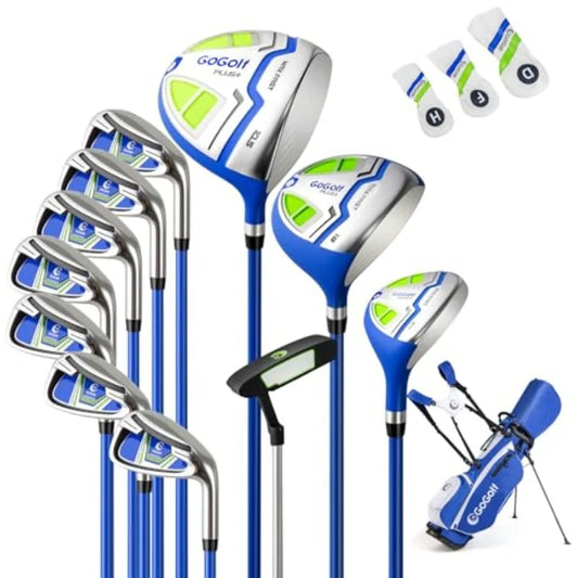 12 Pieces Mens Complete Golf Club Set Right Hand, Golf Club Package Set with 460CC #1 Driver & #3 Fairway & #5 Hybrid, Putter
