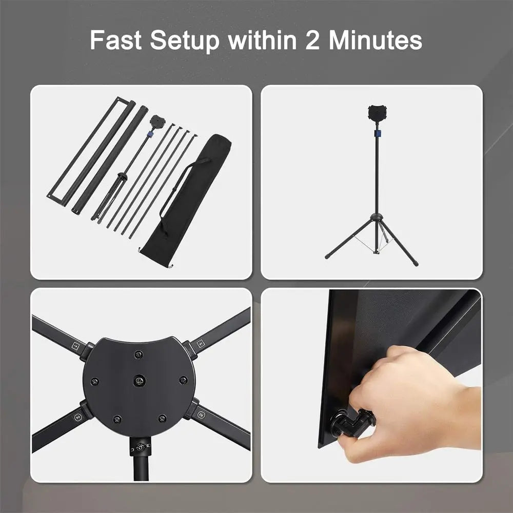 Portable 80 16:9 Outdoor Projector with Stand, Lightweight, Compact, Easy Setup for Home Cinema Entertainment