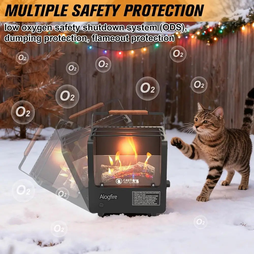 Compact 3-in-1 Outdoor Butane Fire Pit, 5200 BTU Heater & Stove, Safe Flame Bowl for Camping & Fishing