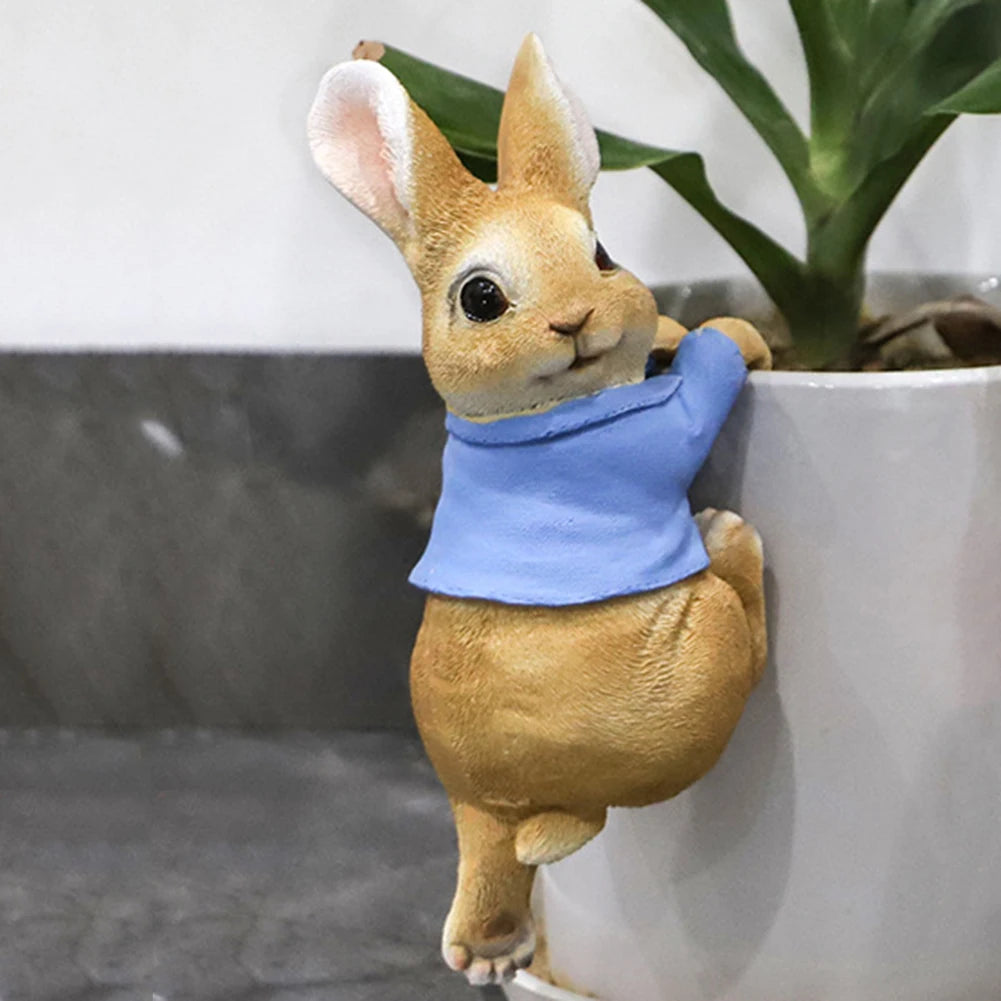 Cute Rabbit Figurine Decoration Resin Landscape Crafts Craft Cute Rabbit Bunny for Garden Flowers Pot Garden Easter Decor