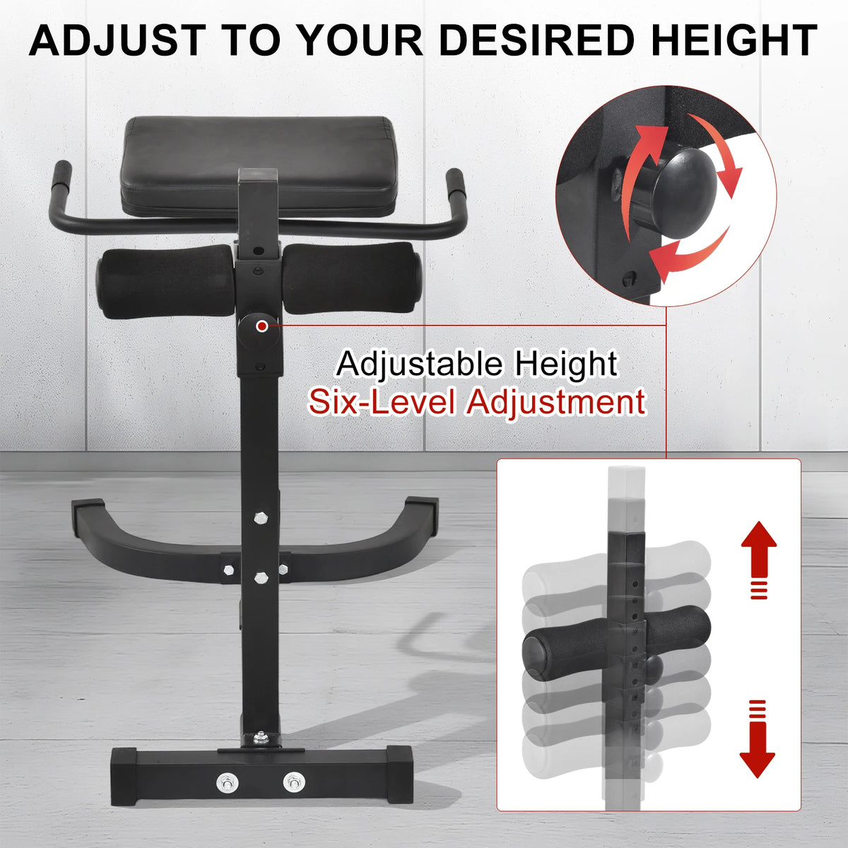 Roman Chair Hyperextension Bench, Adjustable 6-Level Back Extension Machine for Home Gym, Foldable Workout Equipment for Glutes Hamstrings Lower Back Core Hips Abs, Heavy Duty 440 LBS Weight Capacity