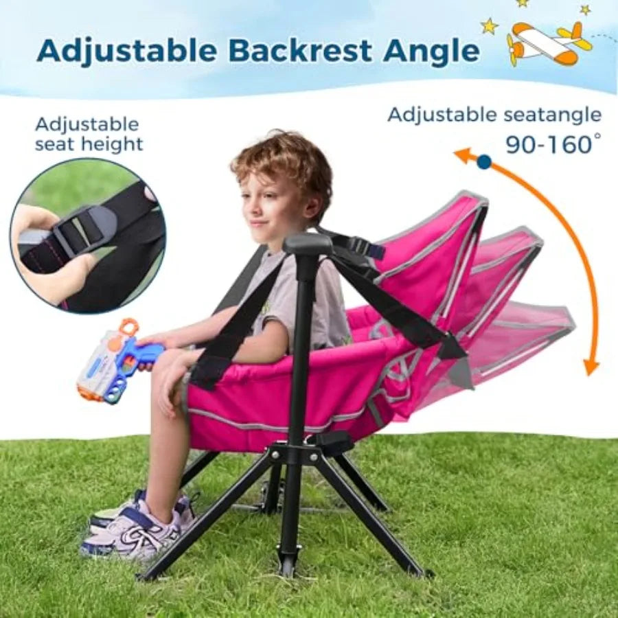 Adjustable Hammock Chair Portable Folding Camping Chair with Stand Green and Pink for Outdoor Patio Travel and Camping Supports