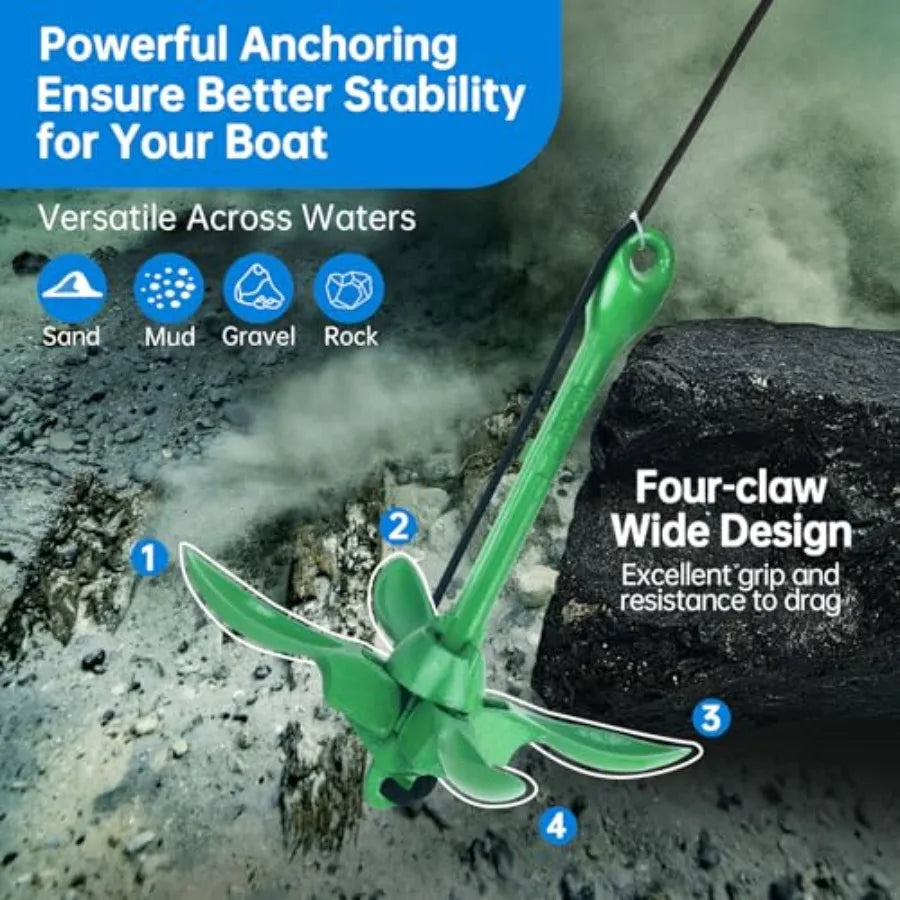 Kayak Anchor 3.5 lb Paddle Board Anchor Kit with 40 Feet Marine Rope for Kayak Canoes SUP Fishing and Paddleboard Accessories