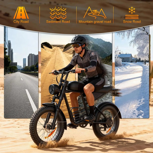 Electric Bike for Adults with Peak 1600W Peak Motor,Max Speed 35MPH,Up to 60Miles,Moped ebikes with 18.9AH Battery,20", Custom