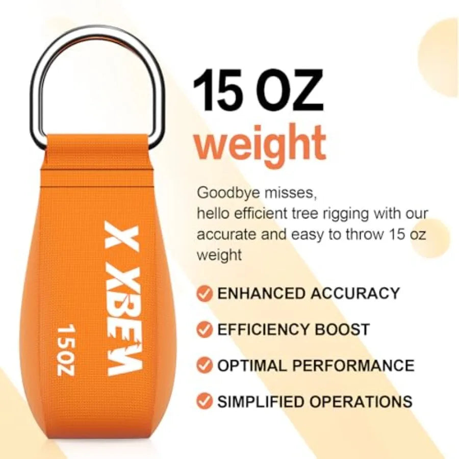 XBEN Arborist Throw Line Kit 150Feet Slick Rope and 9/11/15oz Throw Weight Reflective Storage Bag for Tree Climbing, Trimming,