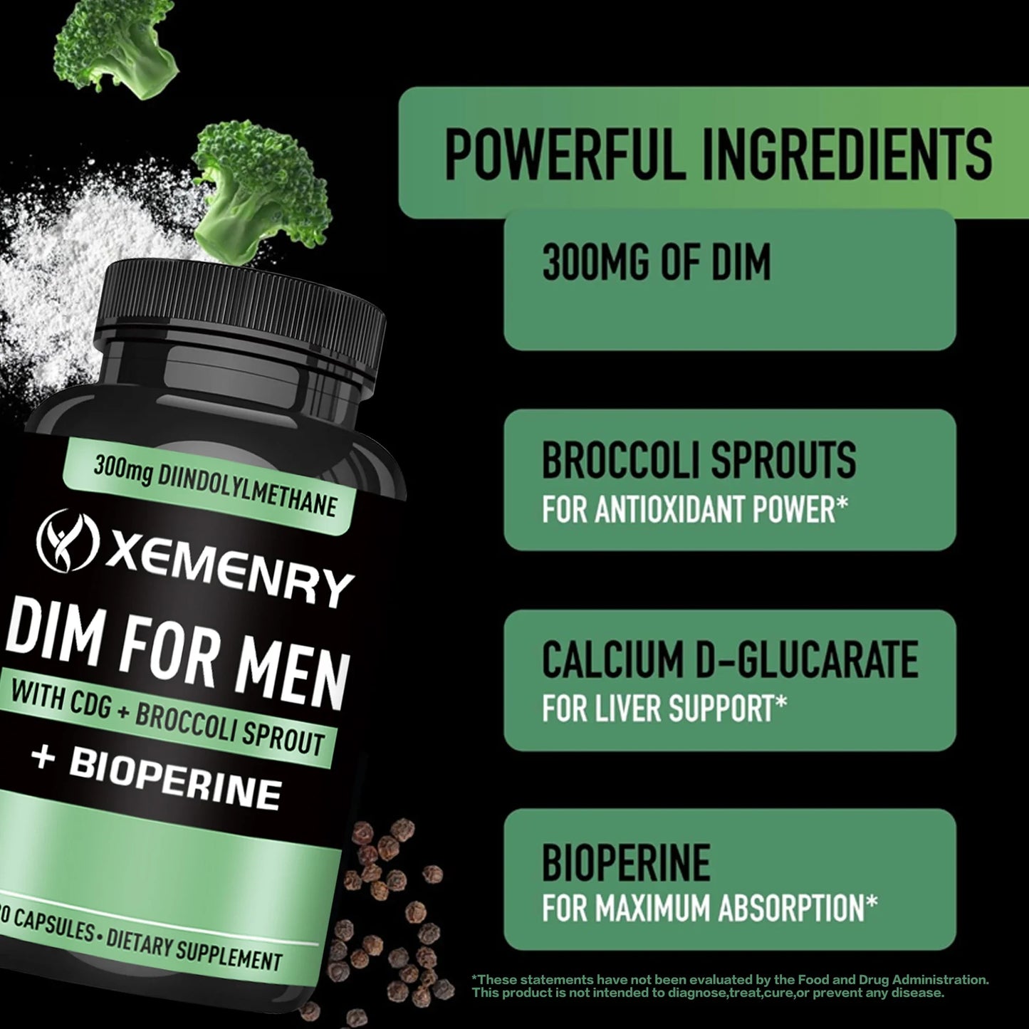 DIM for Men Capsules - Balance Hormones, Boost Metabolism, and Increase Muscle Mass - 120 Capsules
