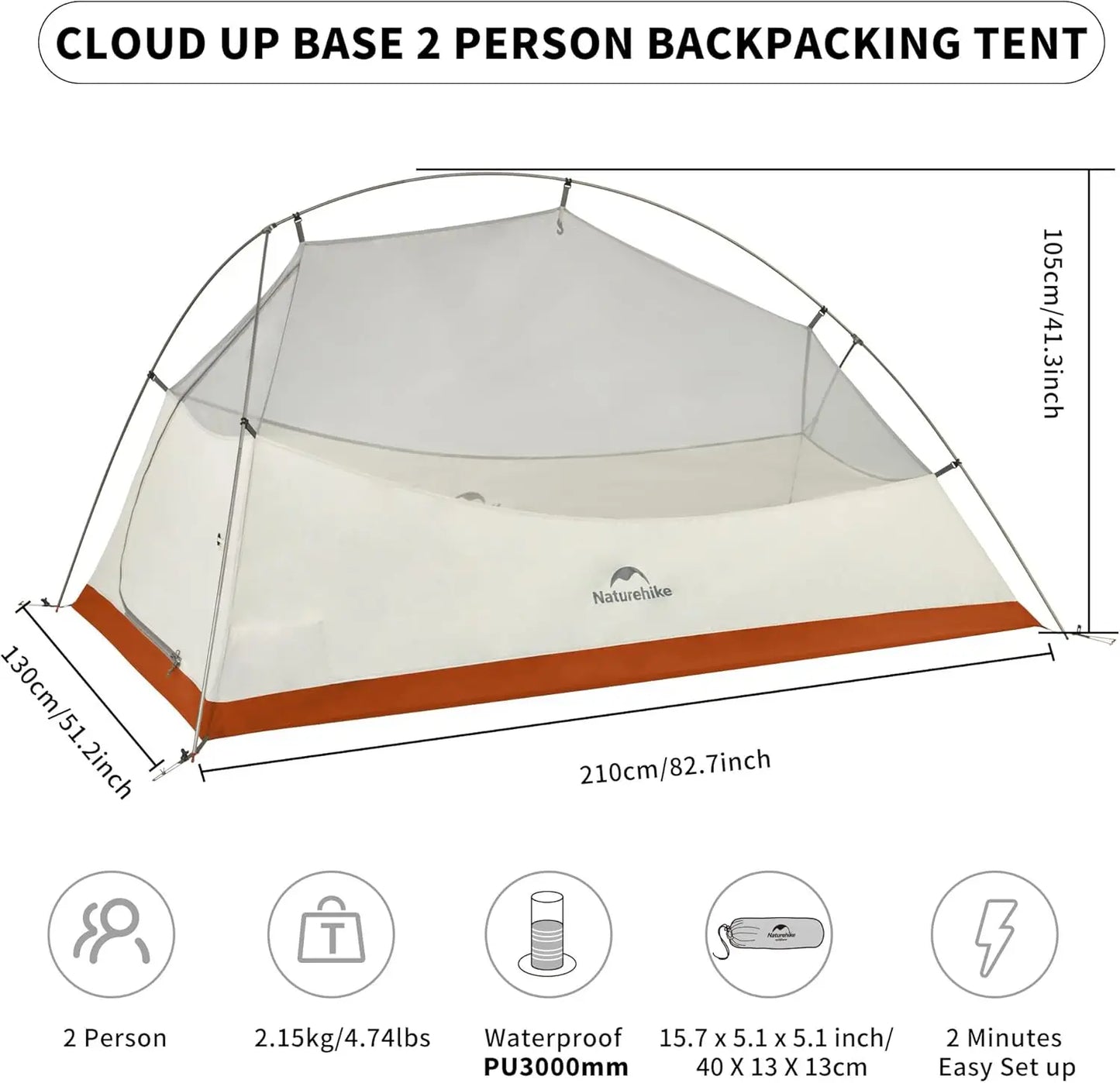 Ultralight 2-Person Backpacking Tent with Footprint - Waterproof & Windproof for Hiking Camping