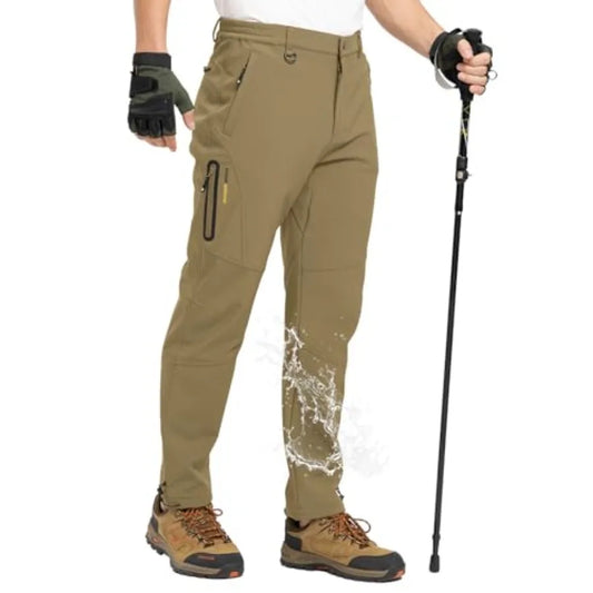 TBMPOY Men's Snow Pants Fleece Lined Hiking Winter Waterproof Softshell Ski Outdoor Insulated Climbing Pants Zipper Pockets