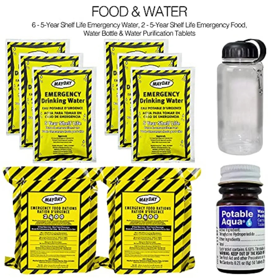 72 Hour Deluxe Emergency Kit, 2-Person 3-Day Backpack, First Aid Kit, Survival Blanket, Power Station, Emergency Food, Portable