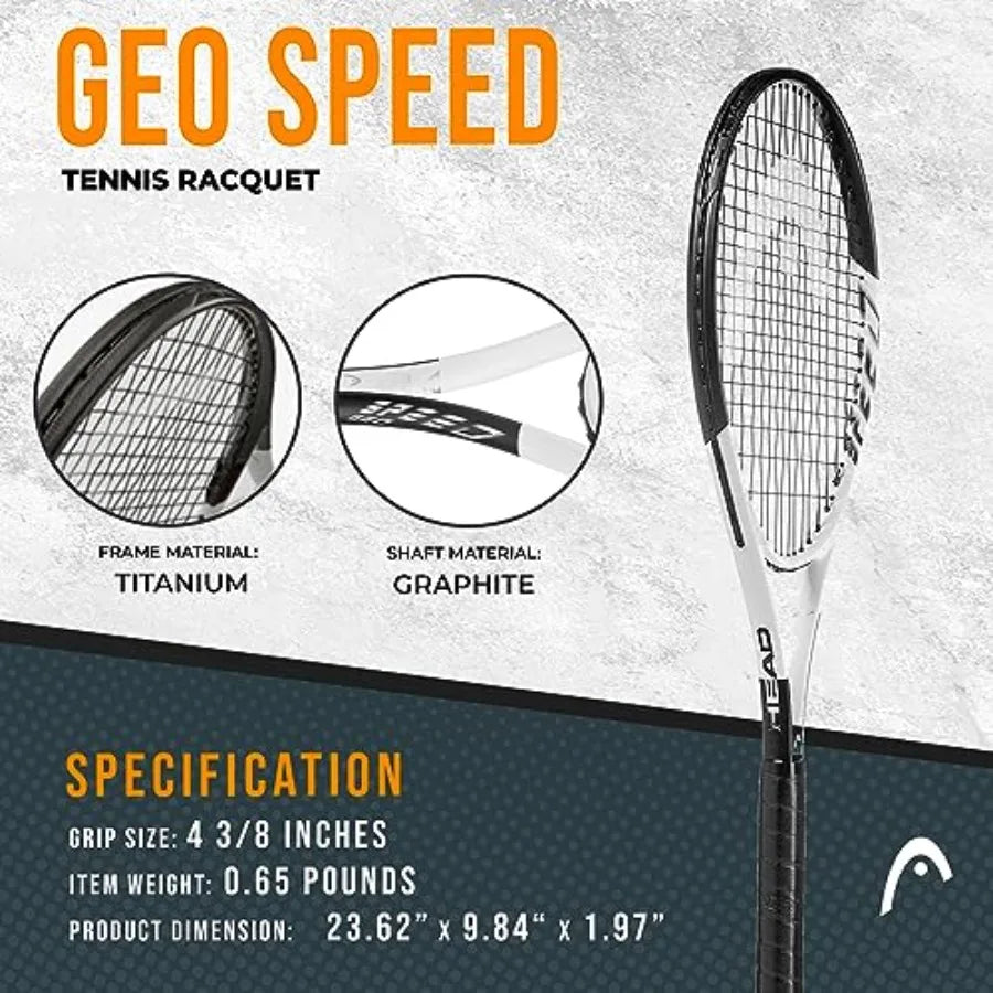 Geo Speed Adult Tennis Racket - Pre-Strung Light Balance 27.5 Inch Racquet