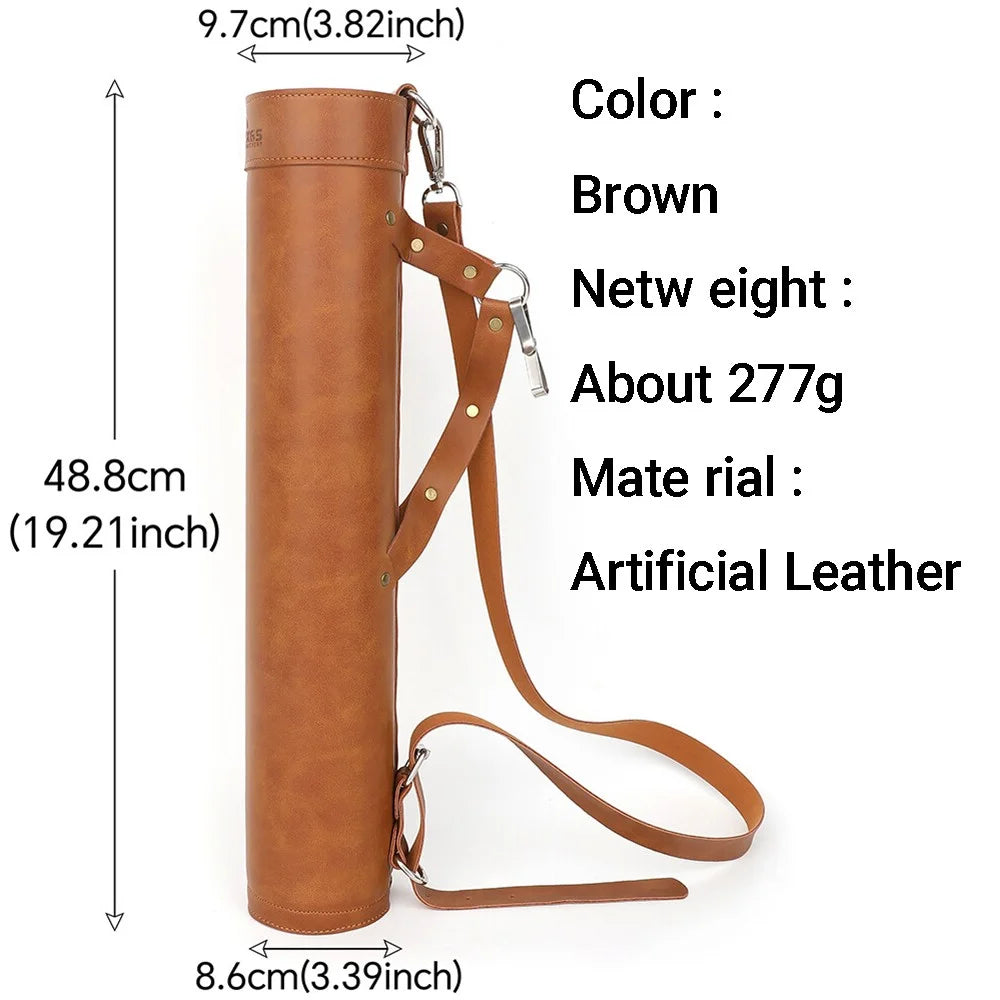 Archery Quiver Portable Faux Leather Shoulder Bag Adjustable Strap for Compound Recurve Bow Hunting Shooting and Target Practice