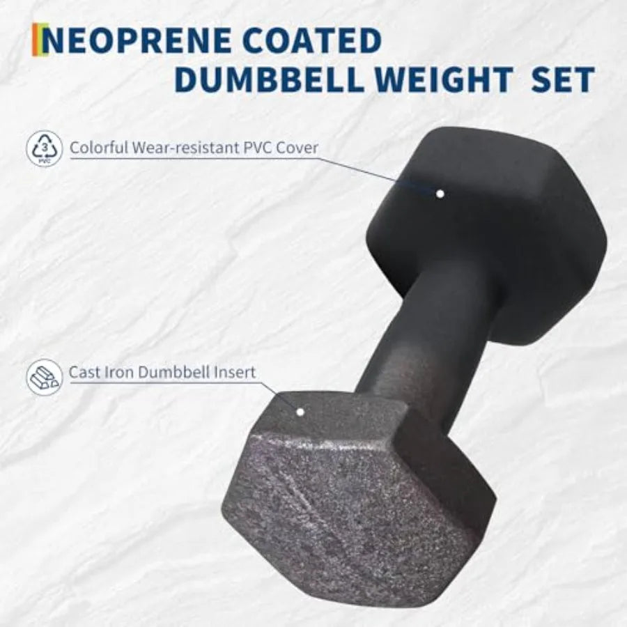 Dumbbell Weight Set for Women, Hex Neoprene Coated Dumbbell Sets, Hand Weight Set for Home Gym, Pairs