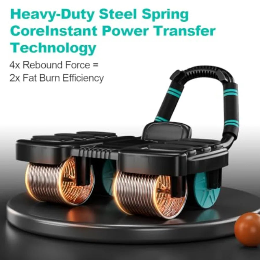 2025 New Automatic Rebound Ab Roller Wheel with Elbow Support 4-Wheel Design Core Exercise Equipment for Home Gym Abdominal Wor