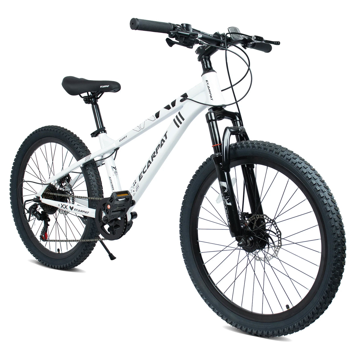 24/26 Inch Mountain Bike, 9-Speed Mountain Bicycle with Front Suspension and Dual Disc Brakes, Carbon Steel Frame MTB Bike for Teenagers Adult Men Women