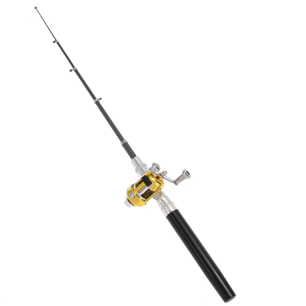 Fishing Rod Reel Combo Set Mini Telescopic Pocket Pen Fishing Rod Pole Fish Rod+Reel Pen Fishing Pole Kit Fishing Tool