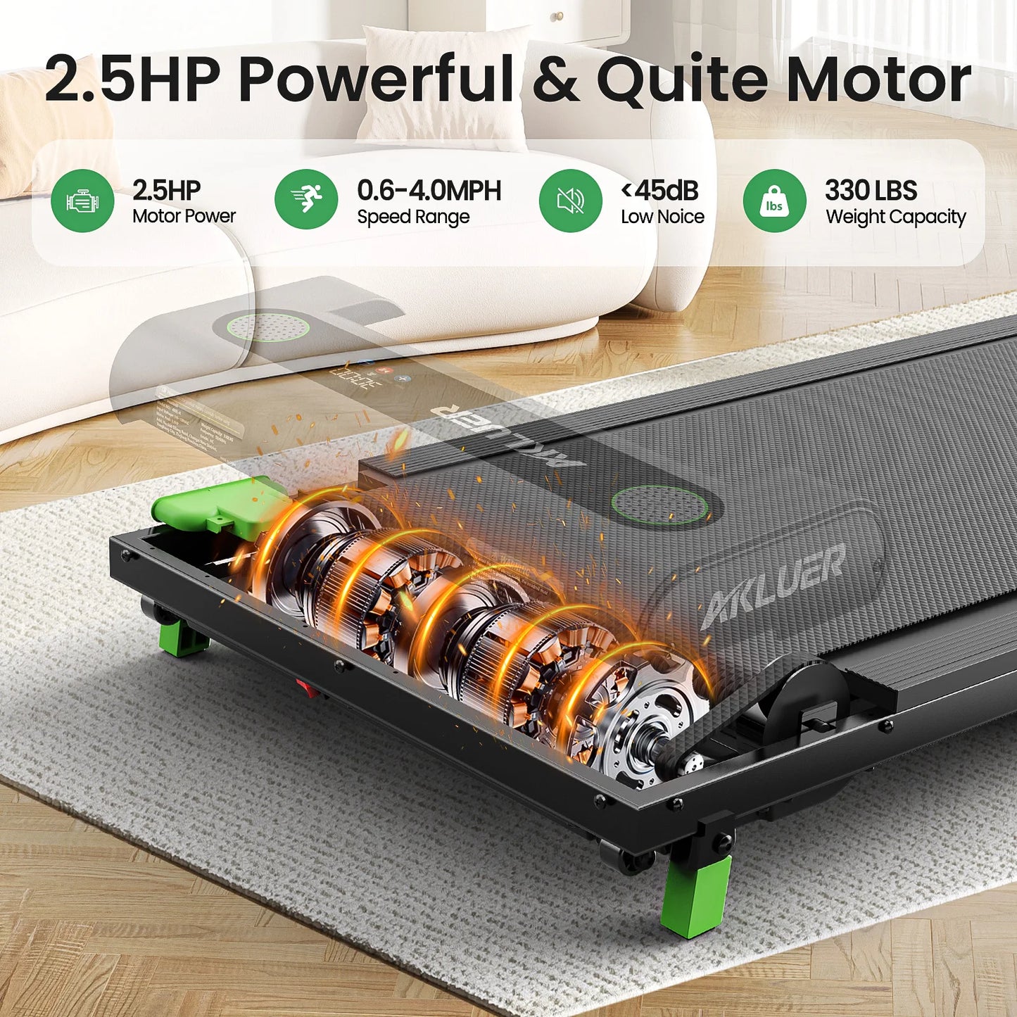 Akluer Incline Treadmills for Home,4 in 1 Walking Pad Incline,2.5 HP Under Desk Treadmill,Walking Pad Treadmill with LED Display