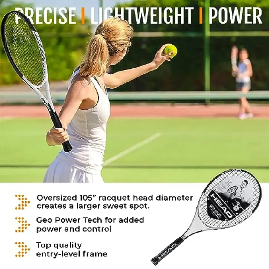 Geo Speed Adult Tennis Racket - Pre-Strung Light Balance 27.5 Inch Racquet