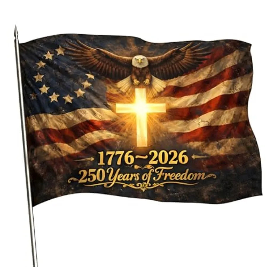 250th Anniversary American Flag Outdoor, Heavy Duty 100D Polyester, Double Sided Fade Resistant with Brass Grommets 1776-2026