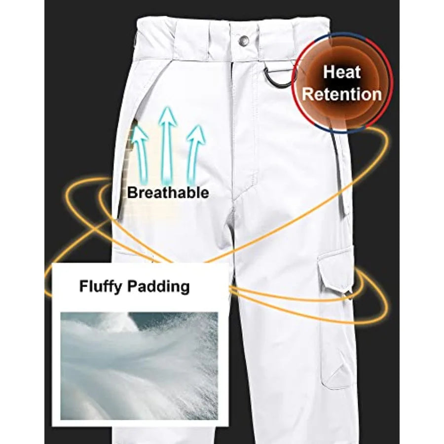 CREATMO US Men's Snow Pants Ski Bibs Waterproof Insulated Winter Snowboard Cargo
