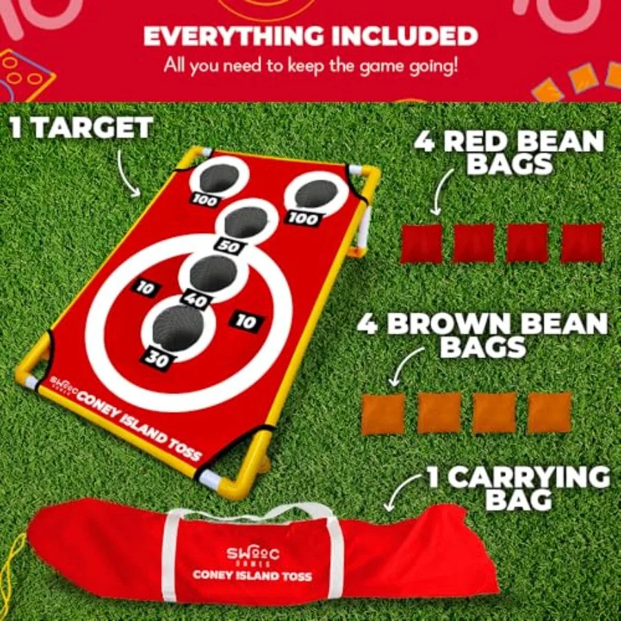 Games - Coney Island Toss™ - Arcade Style Cornhole Board Set w/Carrying Case and 15+ Games - Corn Hole Games for Adults - Bean