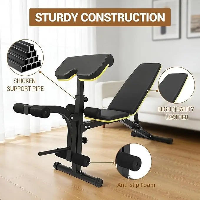 Adjustable Weight Bench , Multi-Functional Strength Training Bench with Thick Pad, Foldable Workout Bench For Home Fitness Bench